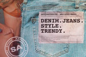 Cut Out Jeans. Denim. Collage Graphic Elements