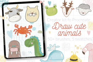 Cute animals Procreate stamps