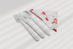 Cutlery with Napkin Mockup