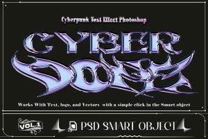 Cyberpunk 3D Text Effect PSD Template Photoshop