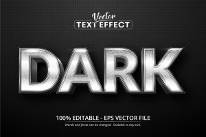 Dark – Editable Text Effect, Silver Font Style