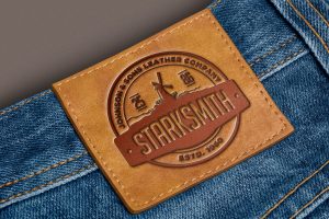 Debossed Jeans Label Mockup