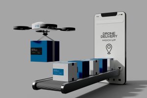 Delivery Drone with Conveyor Belt Mockup
