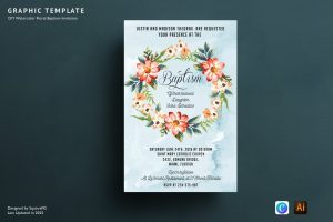 DIY Watercolor Floral Baptism Invitation