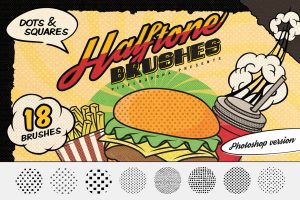 Dots & Squares Halftone Photoshop Brushes