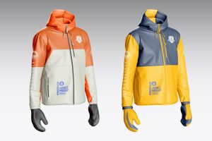 Down Jacket with Gloves Mockup