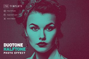 Duotone Halftone Photo Effect