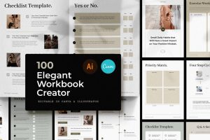Elegant Workbook Templates For Canva & Illustrator