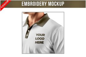 Embroidery on Polo t-shirt Mockup