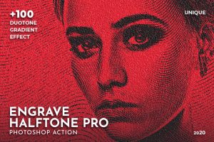 Engrave Halftone Pro Photoshop Action