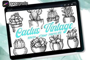 engraving cactus stamp brush