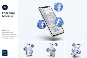 Facebook Mockup On Mobile Phone Pack 01