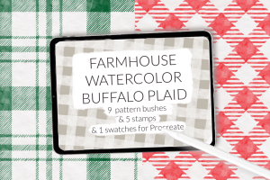 Farmhouse Christmas Buffalo plaid watercolor