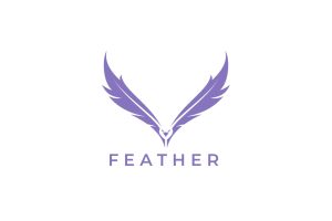 Feather And Flying Falcon Negative Space Logo