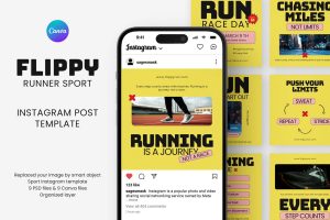 Flippy Runner Sport Instagram Post Template