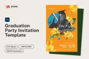 Floral Collage Graduation Invitation Template