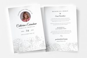 Floral Funeral Program Card Template
