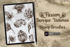 Flower Baroque Victorian  Brush Stamp  Procreate