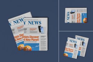 Folded Newspaper Mockup Set
