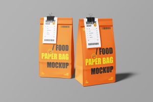 Food Paper Bag With Receipt Mockup | 001