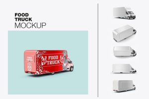 Food Truck Caravan Mockup