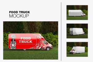 Food Truck Caravan Mockup