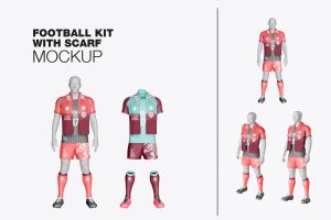 Football Kit with Scarf Mockup
