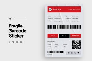 Fragile Barcode Sticker