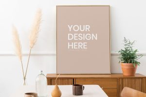 Frame Mockup On Wooden Table