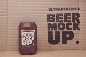 Front Paperboard Beer Can Mockup
