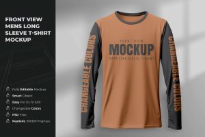 Front view Mens Long Sleeve T-Shirt mockup