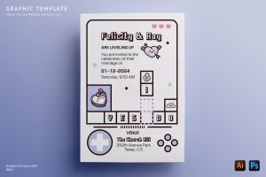 Gamer Themed Wedding Invitation Card