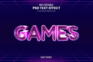 Games – Futuristic 3D Neon Text Effect
