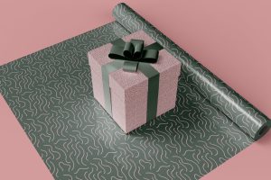 Gift Box & Wrapping Paper Mockup