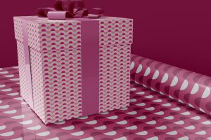 Gift Box & Wrapping Paper Mockup