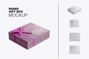 Gift Box Mockup with Bow Mockup