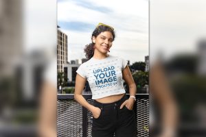 Gildan Crop Top Mockup of a Smiling Woman