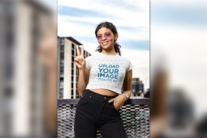 Gildan Crop Top Mockup of a Smiling Woman