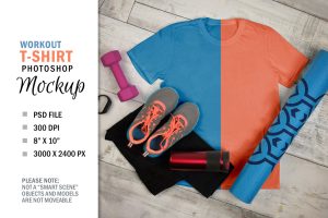 Girl’s Fitness Yoga Workout Flatlay Mockup T-Shirt