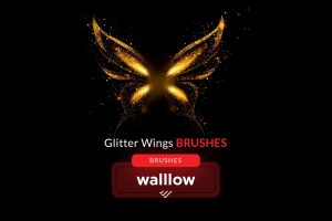 Glitter wings photoshop brushes: sparkling wings