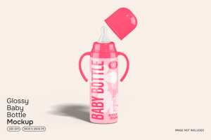 Glossy Baby Bottle Mockup