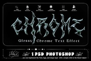 Glossy Chrome Text Effect PSD