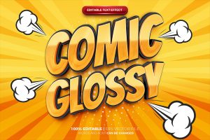 Glossy Comic Cartoon 3D Text Effect