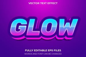 glow 3d text effect
