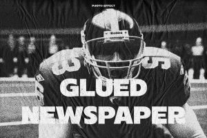 Glued Newspaper Scanned Print Photo Effect