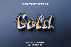 Gold blue glossy text effect