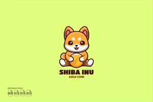 Gold Coin Shiba Inu Cute Kawaii Creative Mascot Lo