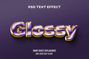 Gold purple glossy text effect