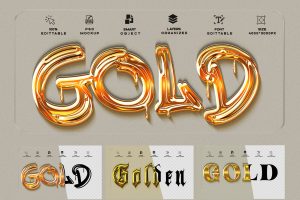Gold Text Effect 3 PSD