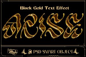 Golden Black Text Effect  Photoshop